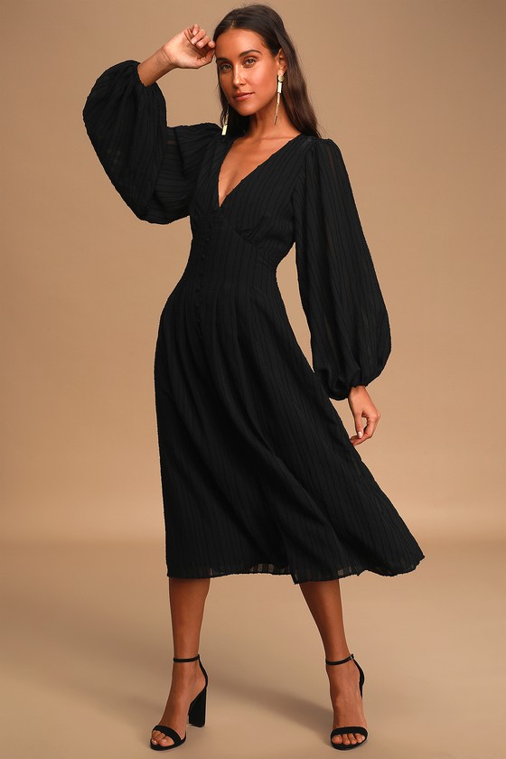 black midi dress with sleeves